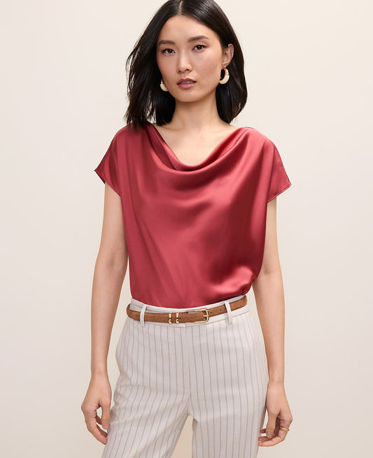Petite Satin Cowl Neck Top | Ann Taylor