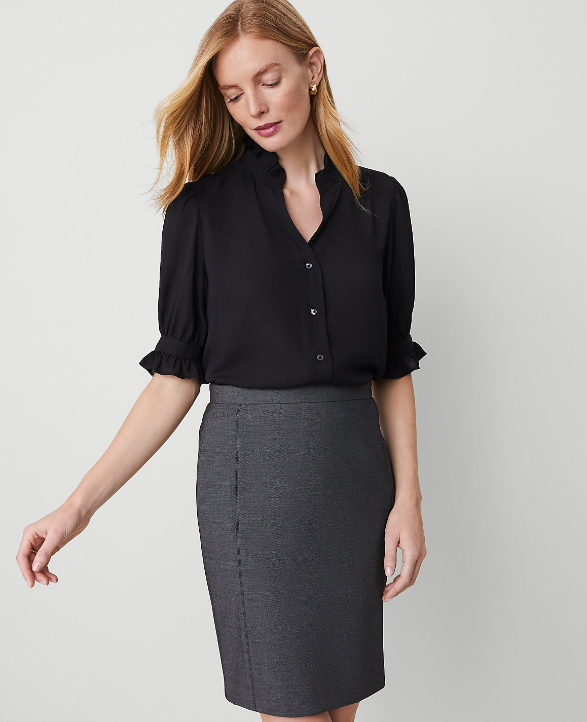 Petite Ruffle Collar Shirt | Ann Taylor