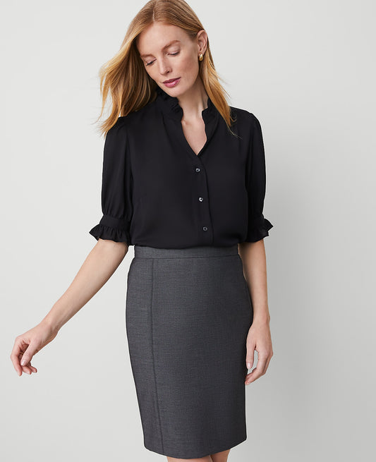 Petite Ruffle Collar Shirt | Ann Taylor