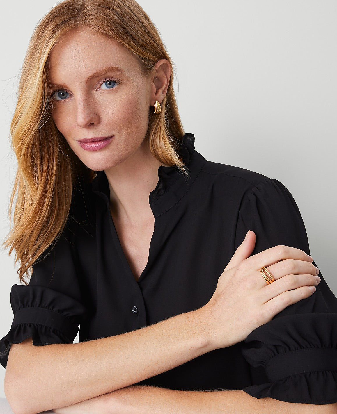 Petite Ruffle Collar Shirt | Ann Taylor