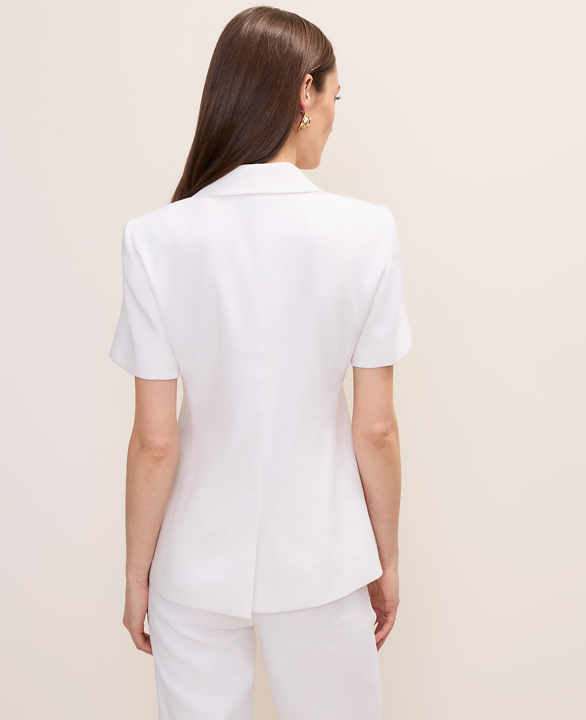 The Petite Short Sleeve Blazer in Linen Blend | Ann Taylor