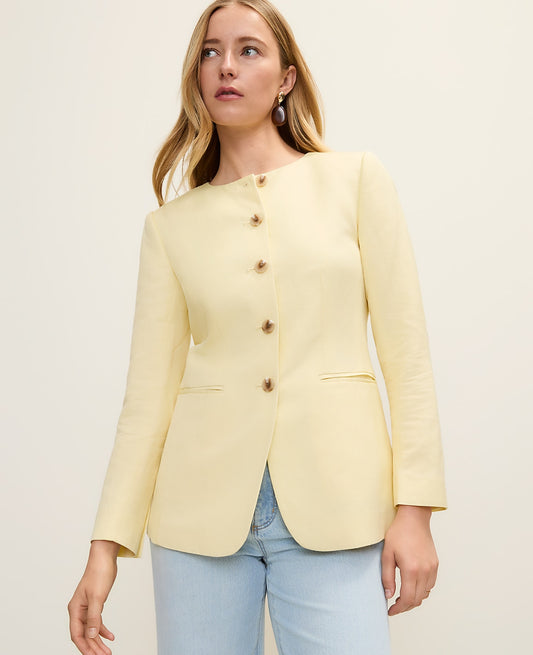 The Petite Cutaway Jacket in Linen Blend | Ann Taylor