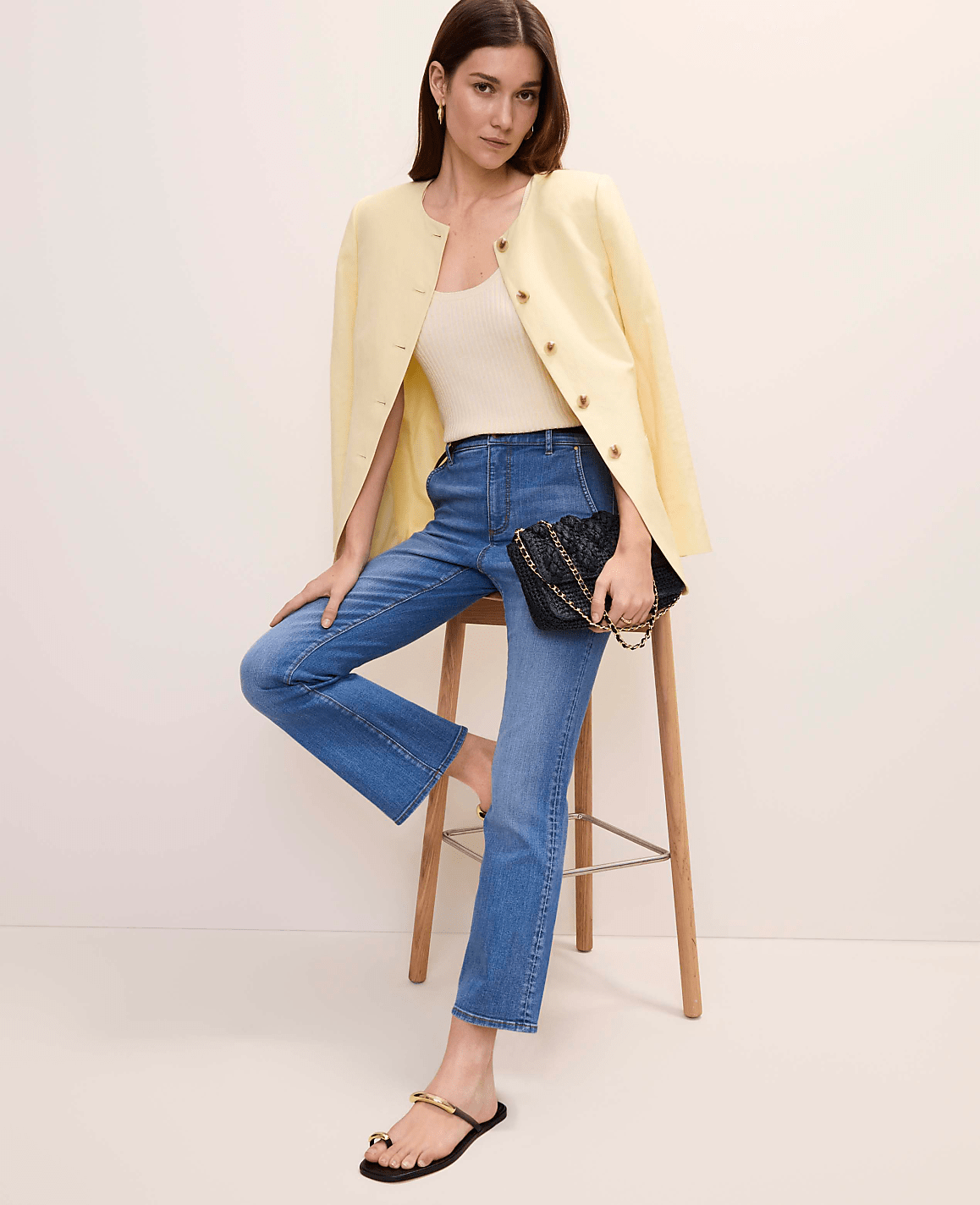 The Petite Cutaway Jacket in Linen Blend | Ann Taylor