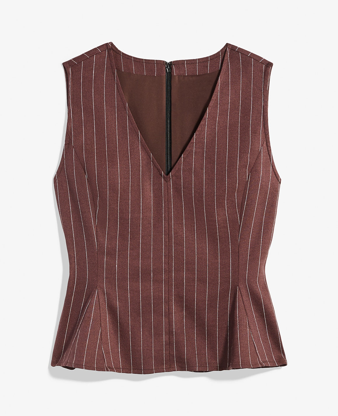 Petite Pinstripe Peplum Top in Linen Blend | Ann Taylor