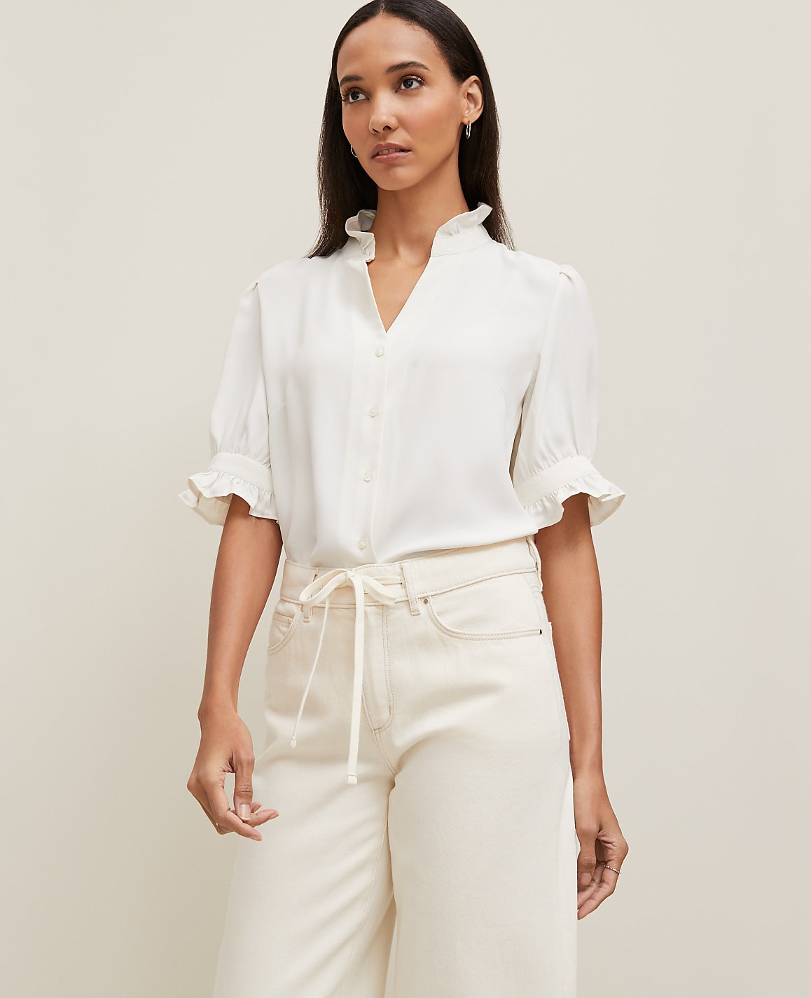Petite Ruffle Collar Shirt | Ann Taylor