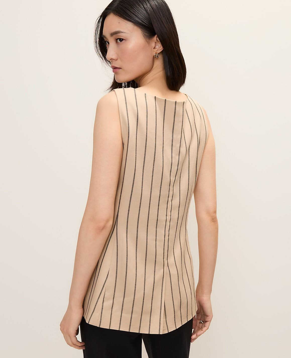 The Petite Striped Long Vest | Ann Taylor