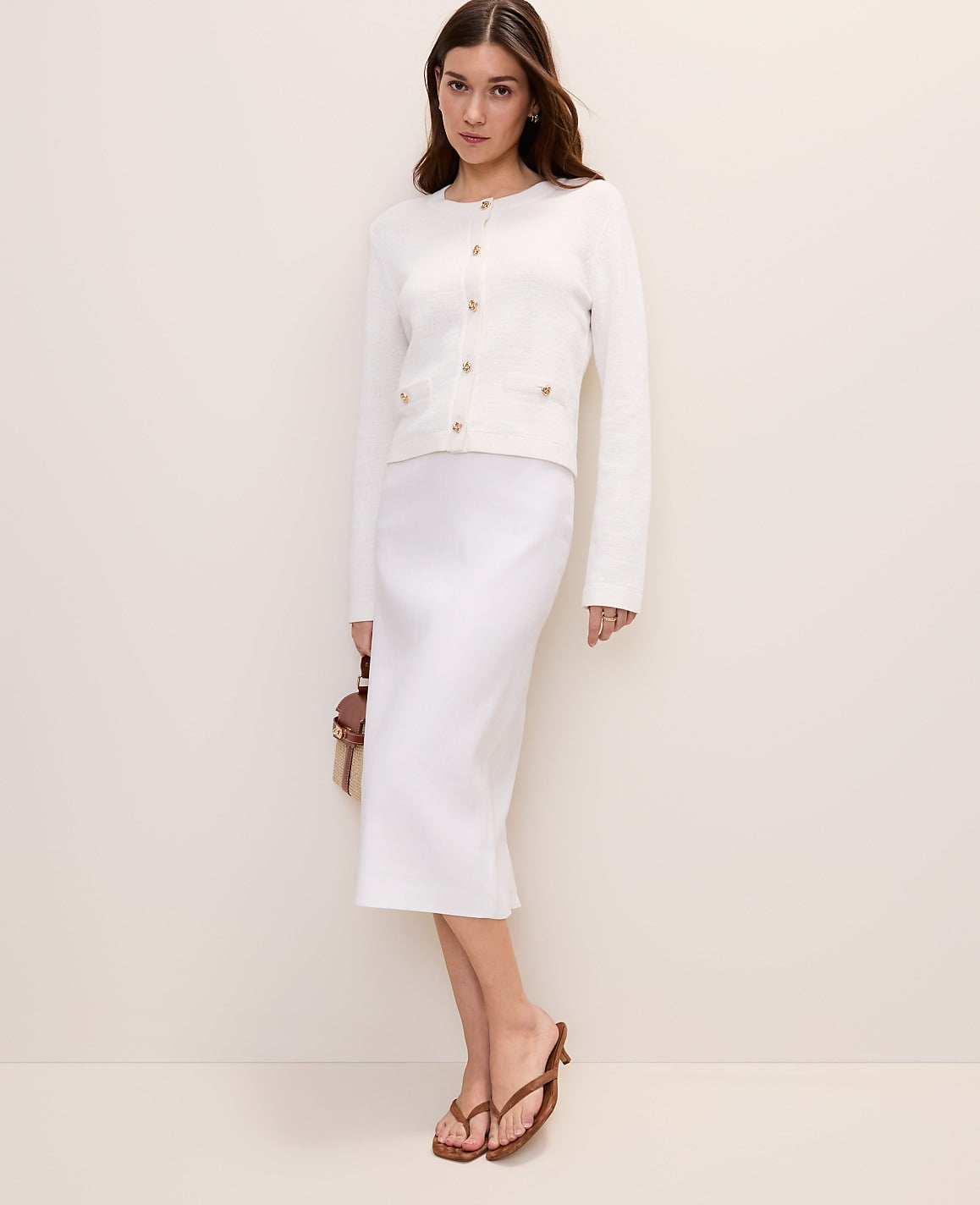 Petite Crew Neck Sweater Jacket | Ann Taylor