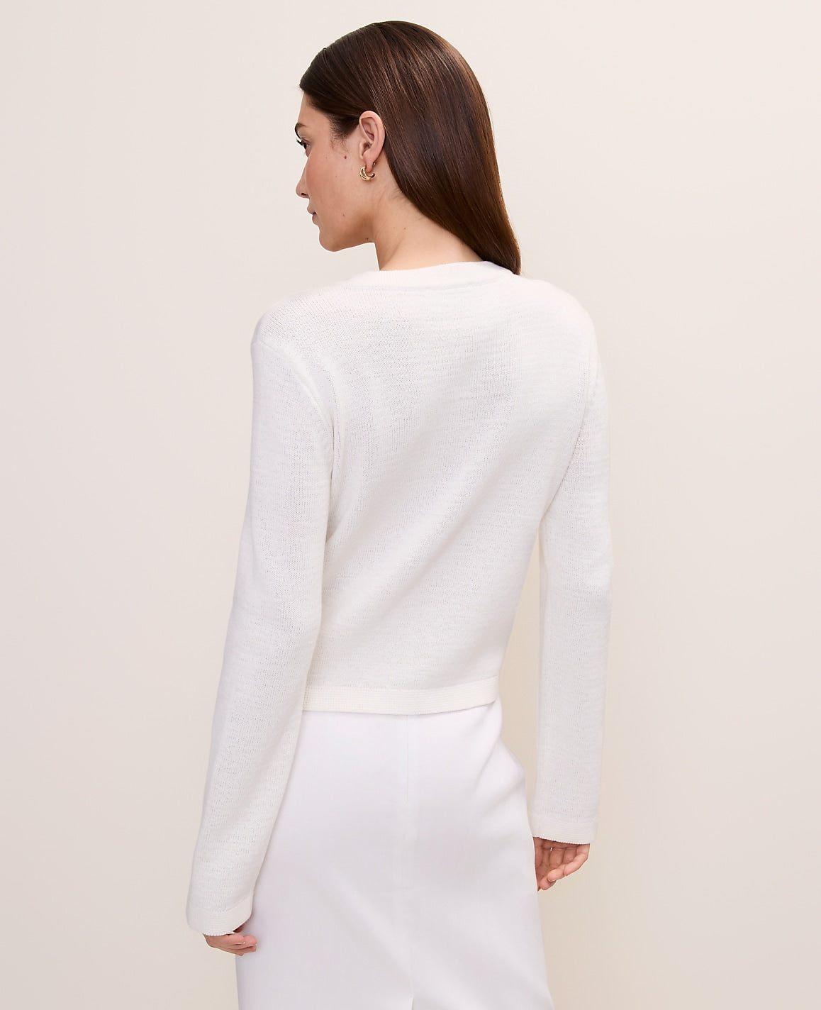 Petite Crew Neck Sweater Jacket | Ann Taylor