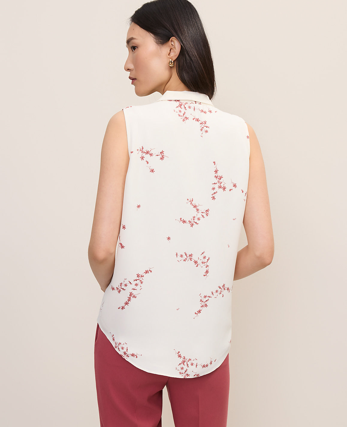 Floral Bow Neck Shell | Ann Taylor