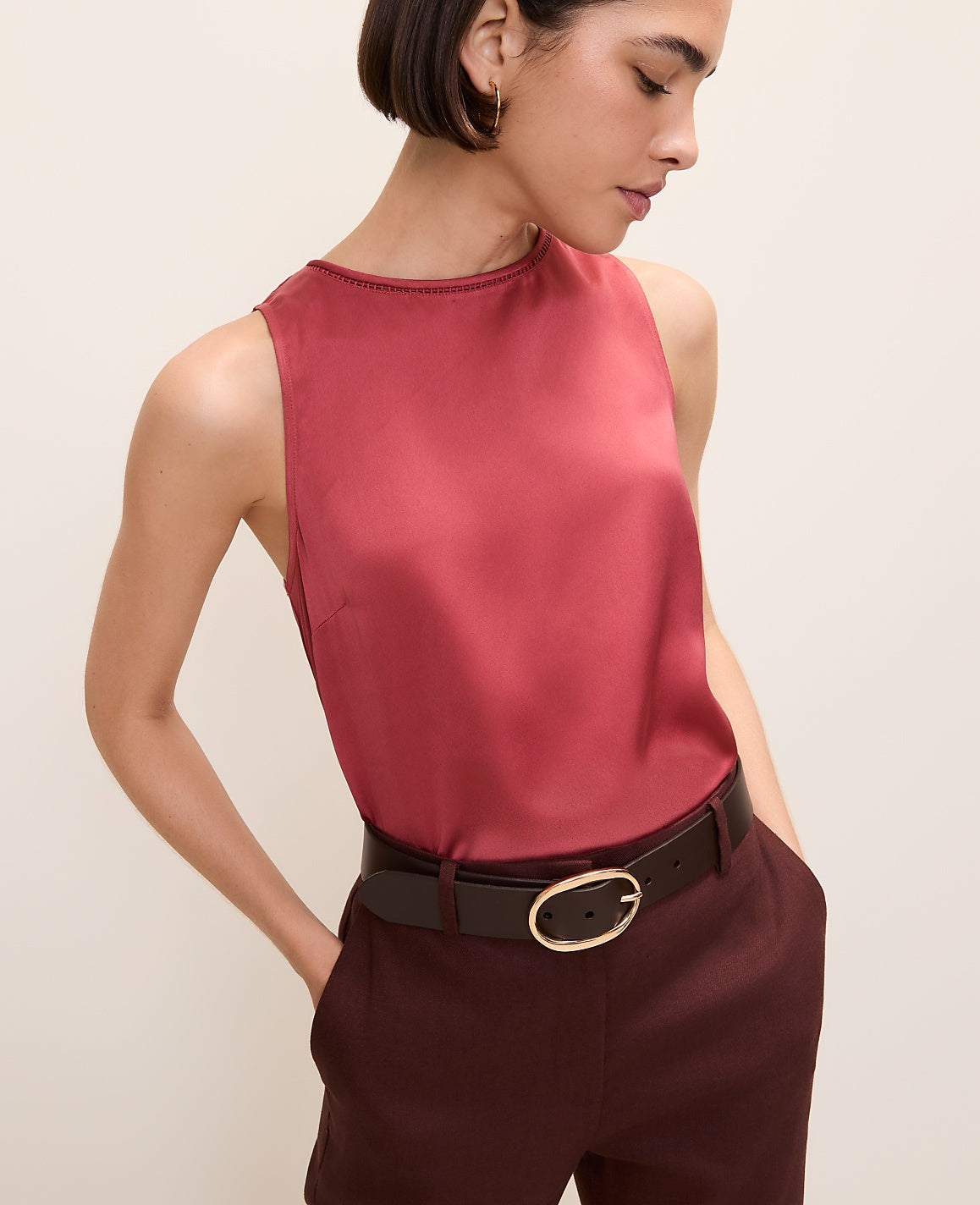 Mixed Media Lace Trim Top | Ann Taylor