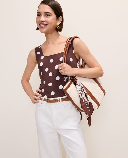 Polka Dot Square Neck Tank Top | Ann Taylor