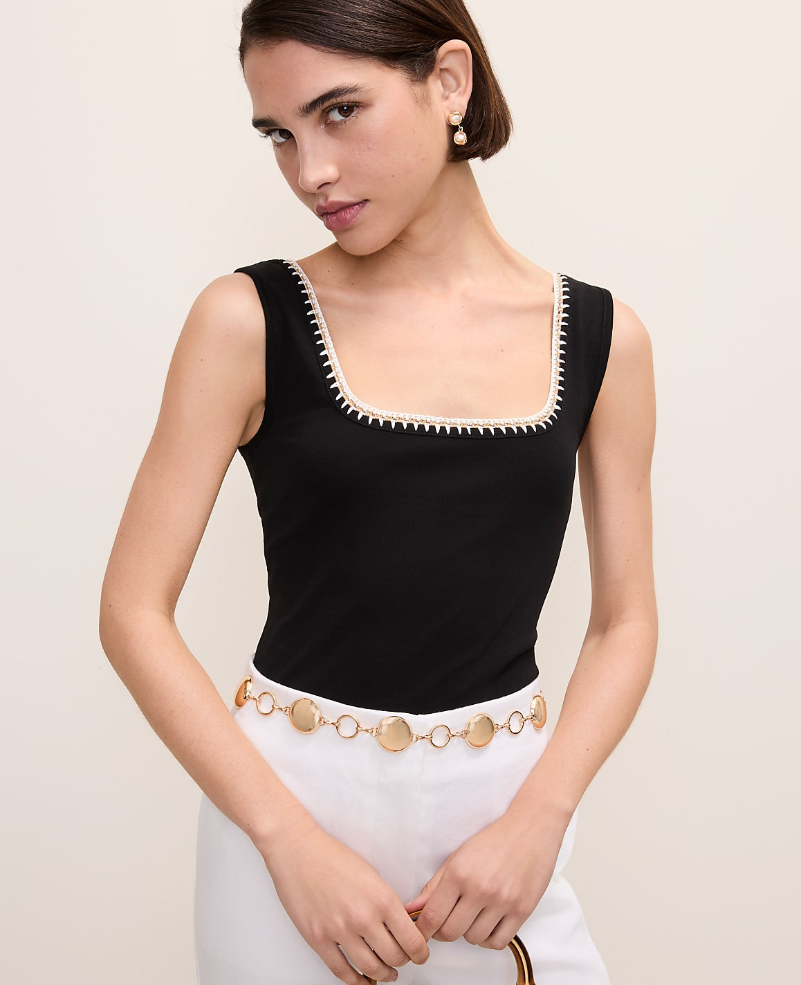 Crochet Trim Tank Top | Ann Taylor