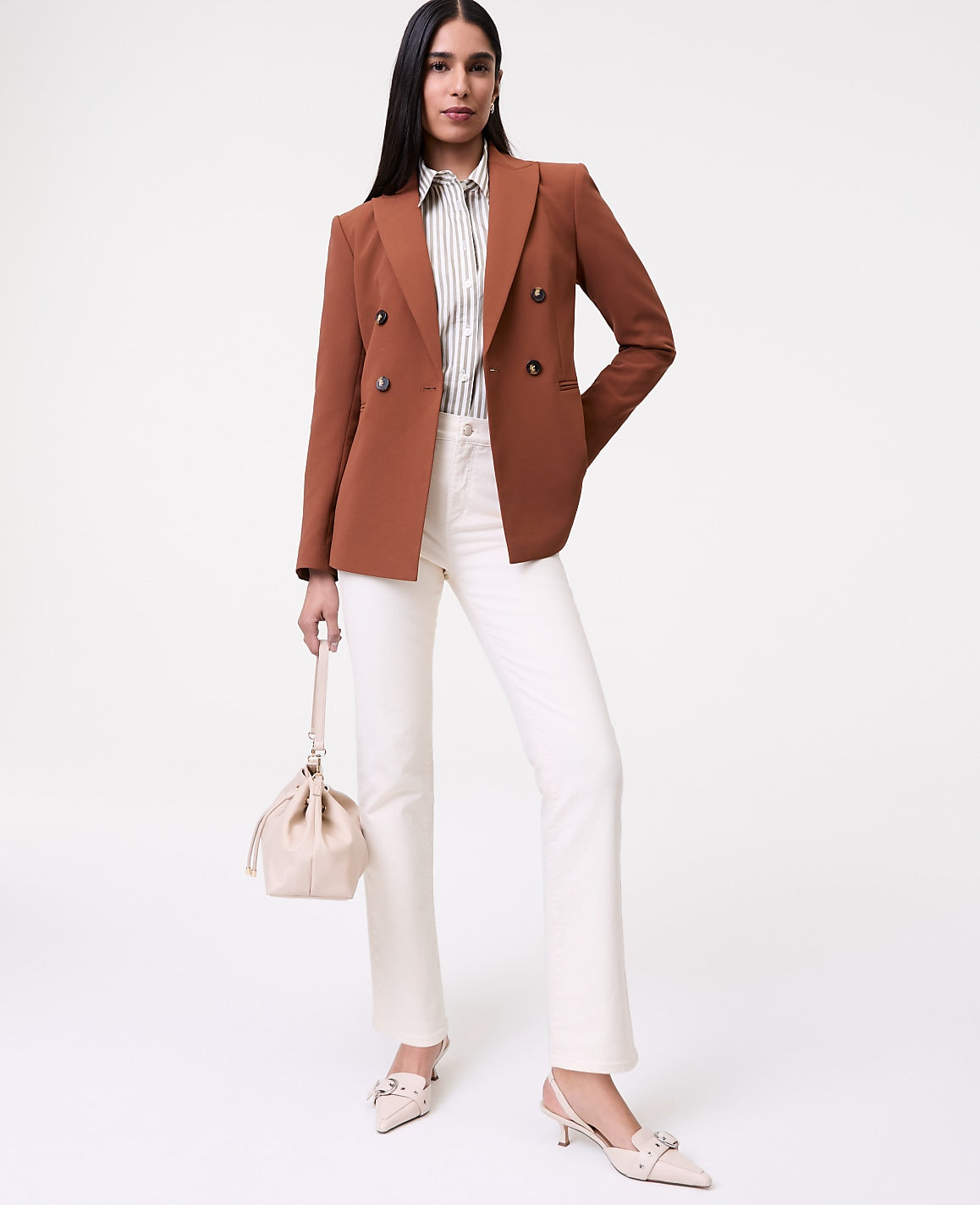 The Double Breasted Blazer in Textured Crepe | Ann Taylor
