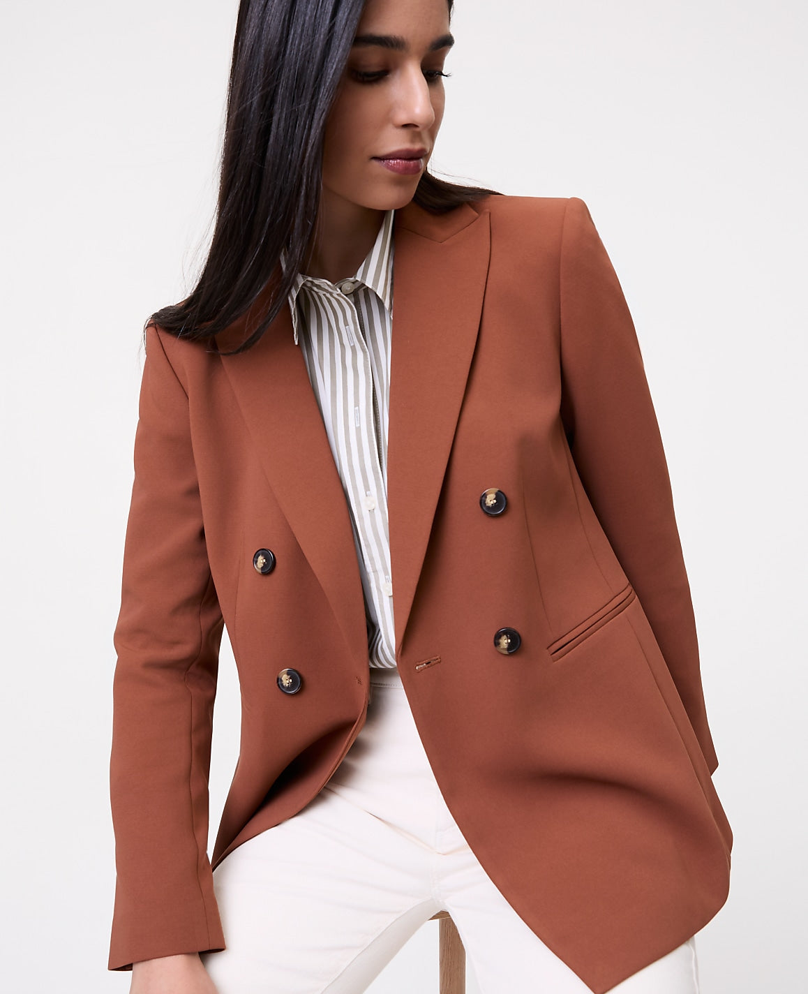 The Double Breasted Blazer in Textured Crepe | Ann Taylor