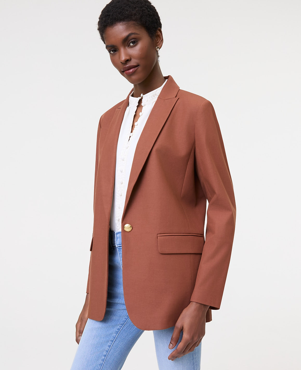 The Longline Blazer in Bi-Stretch Twill | Ann Taylor