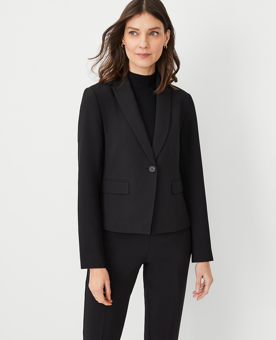 The Shorter Single Button Blazer in Fluid Crepe | Ann Taylor