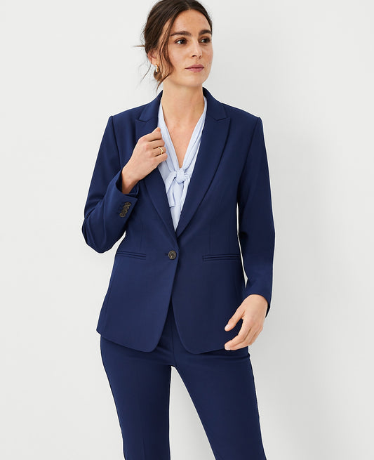 The Long Single Button Blazer in Bi-Stretch | Ann Taylor