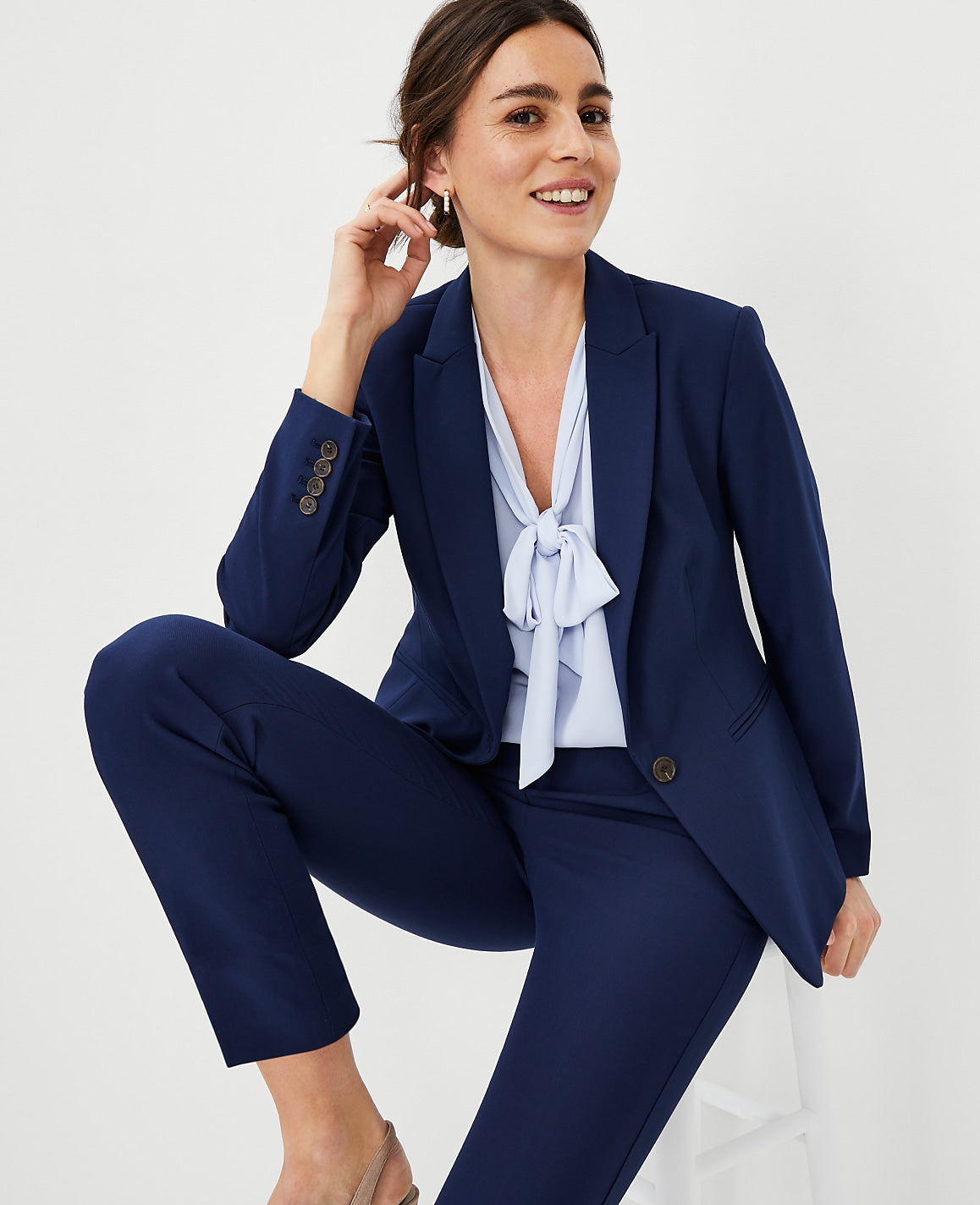 The Long Single Button Blazer in Bi-Stretch | Ann Taylor
