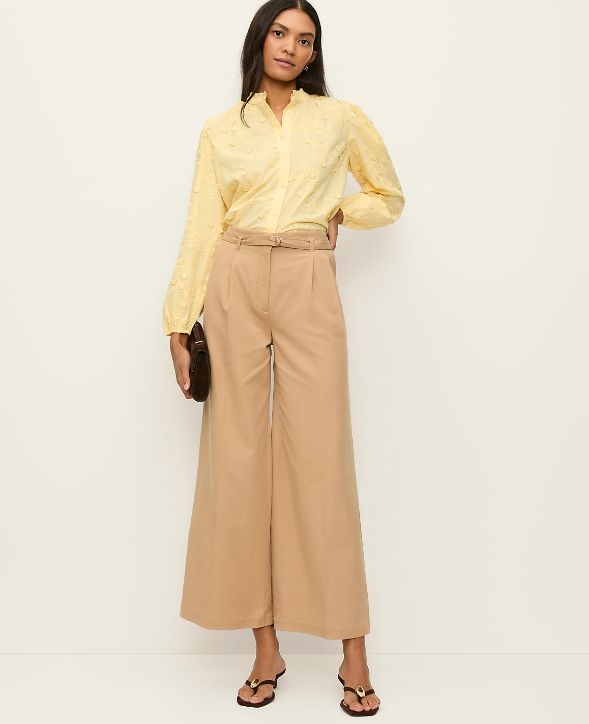 The Belted Wide-Leg Ankle Pant | Ann Taylor