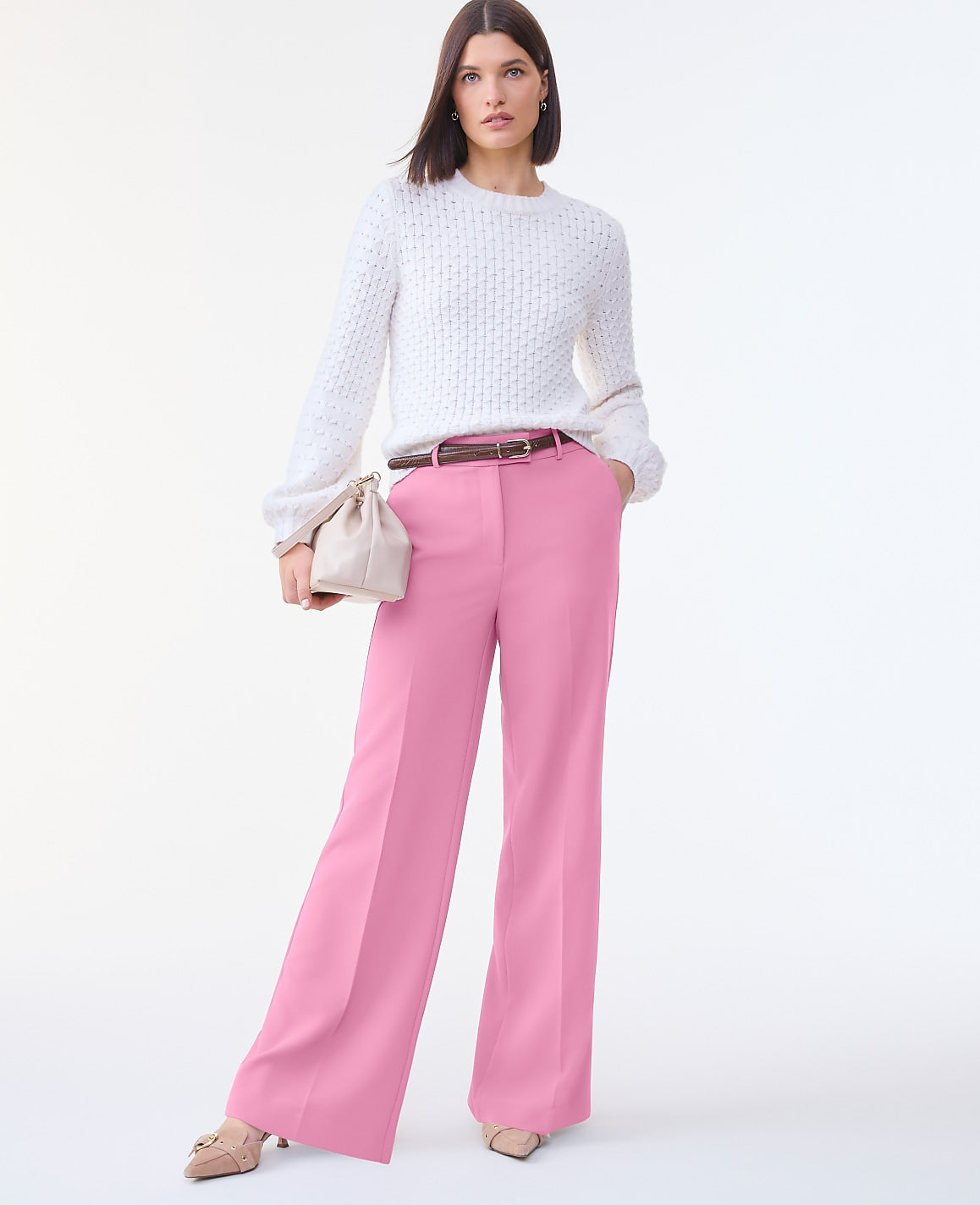The Wide-Leg Flare Trouser in Fluid Crepe | Ann Taylor