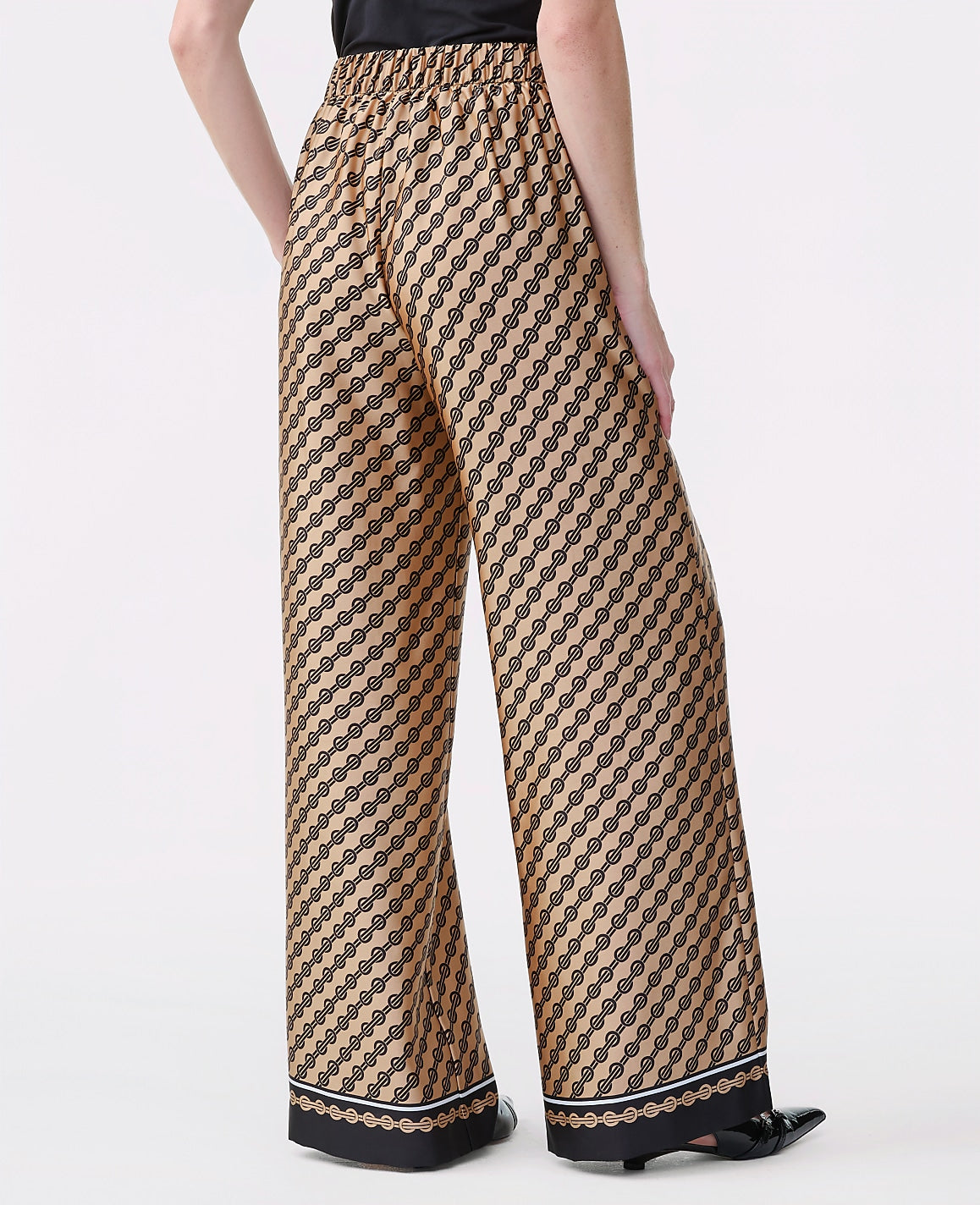 The Easy Wide-Leg Pant in Geo Satin | Ann Taylor