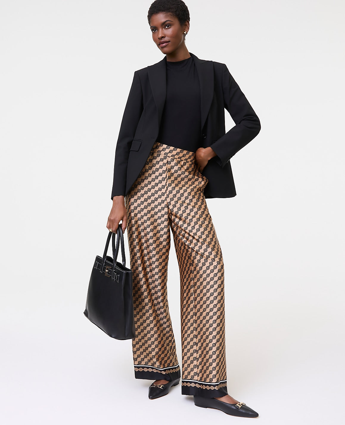 The Easy Wide-Leg Pant in Geo Satin | Ann Taylor