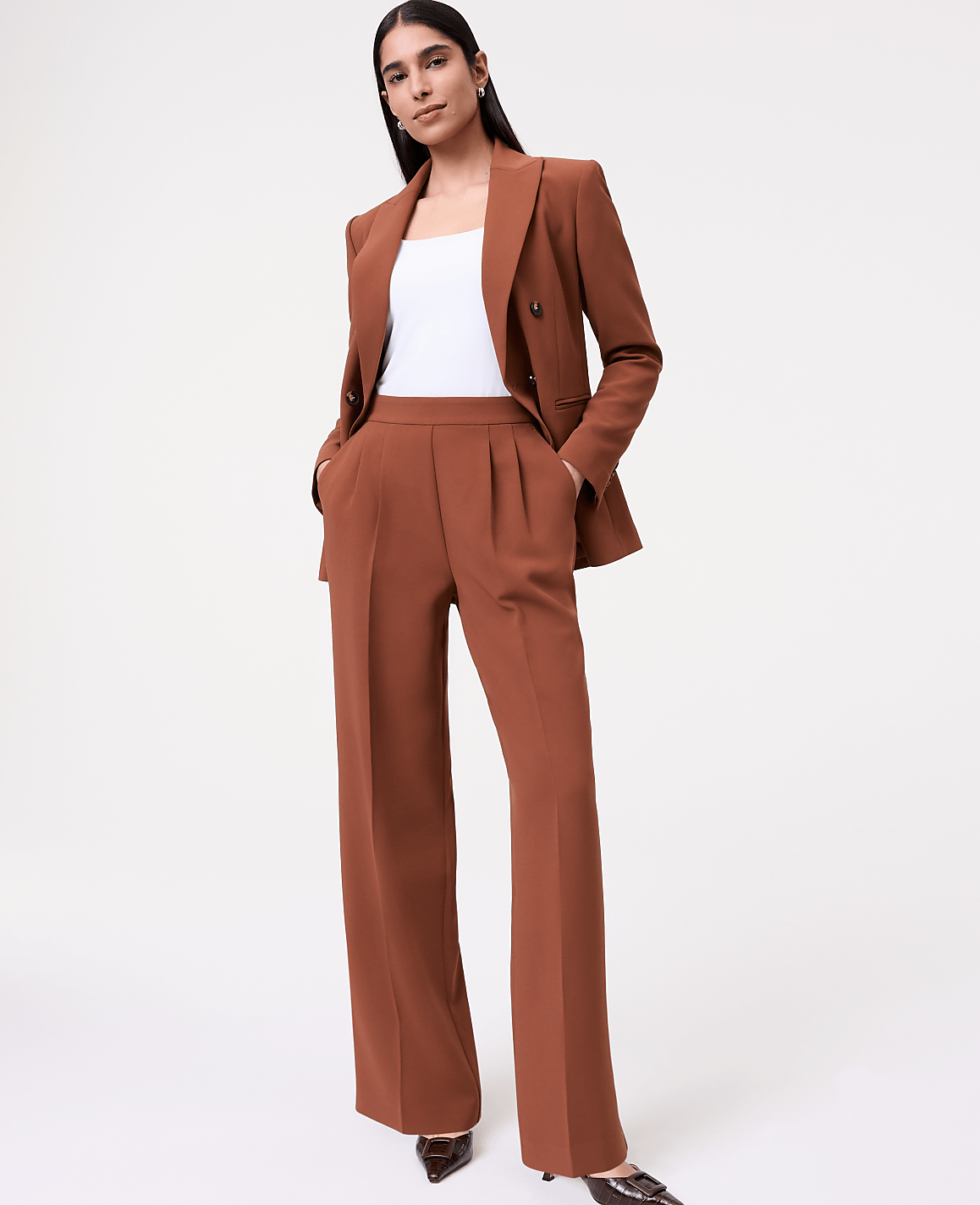 The Side Zip Wide-Leg Pant in Textured Crepe | Ann Taylor