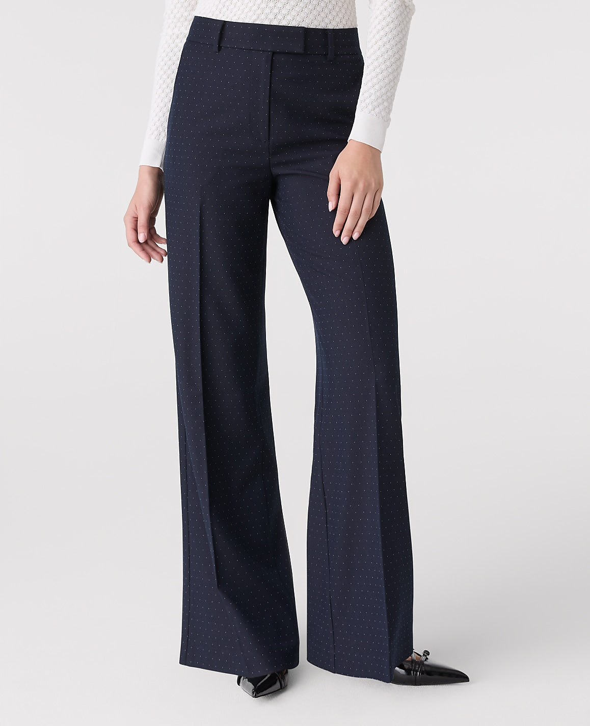 The Dotted Wide-Leg Flare Trouser | Ann Taylor