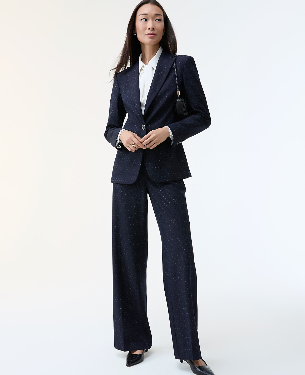 The Dotted Wide-Leg Flare Trouser | Ann Taylor