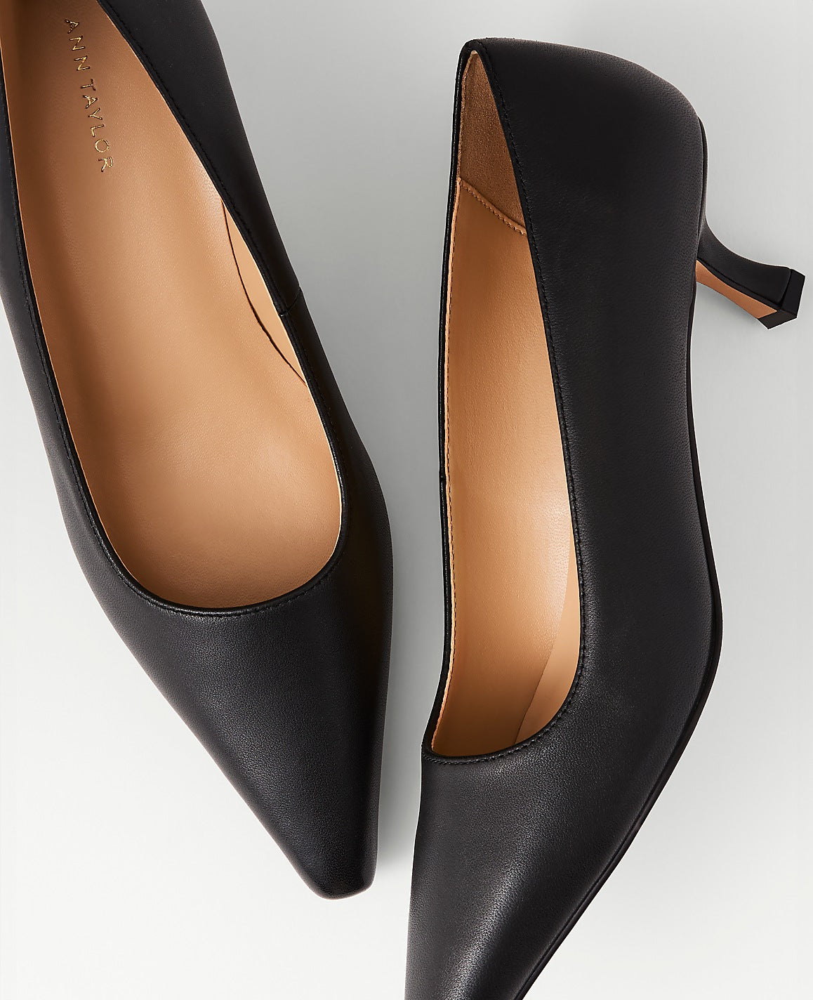 Leather Nip Toe Kitten Heel Pump | Ann Taylor