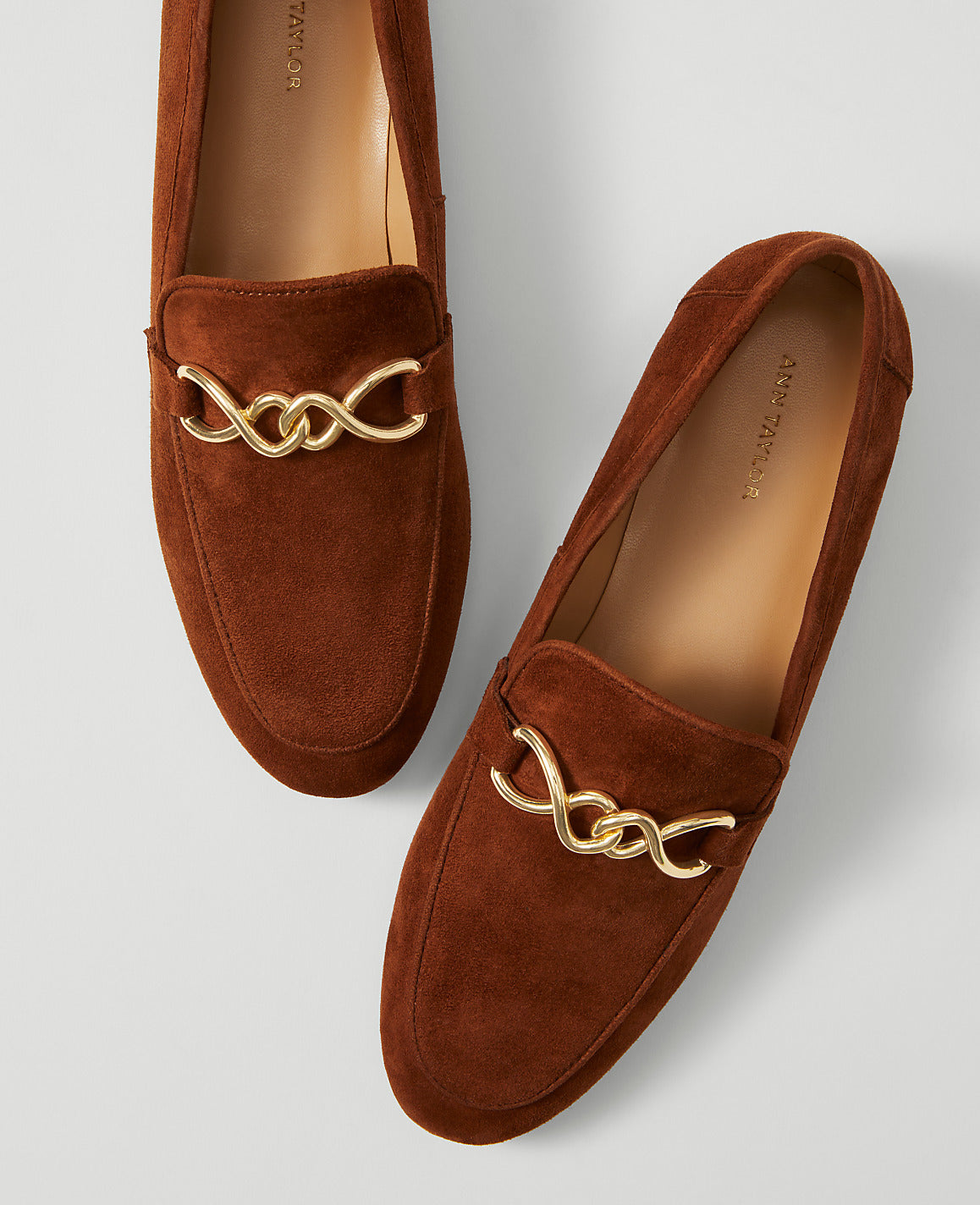 Hardware Embellished Suede Loafer | Ann Taylor