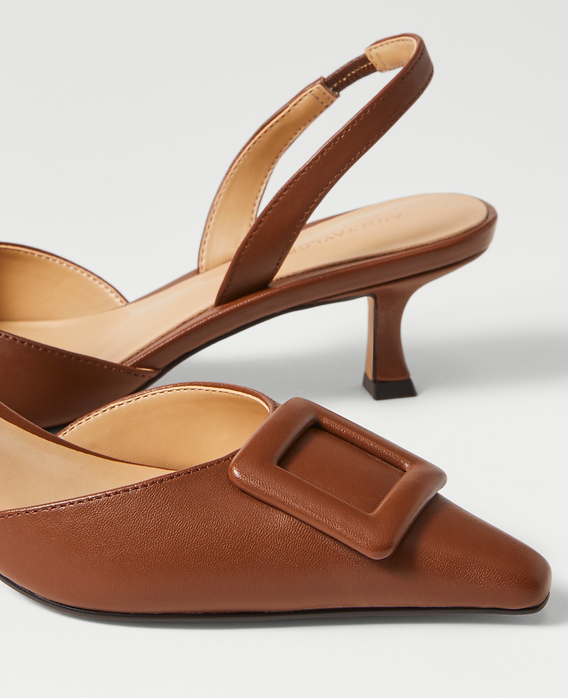 Pointy Toe Buckle Leather Slingback Pump | Ann Taylor