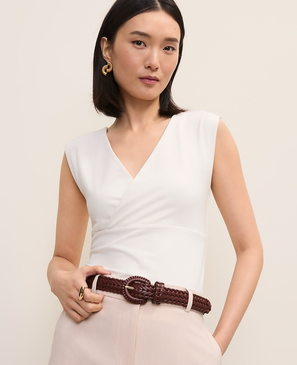 Crossover V-Neck Shell | Ann Taylor