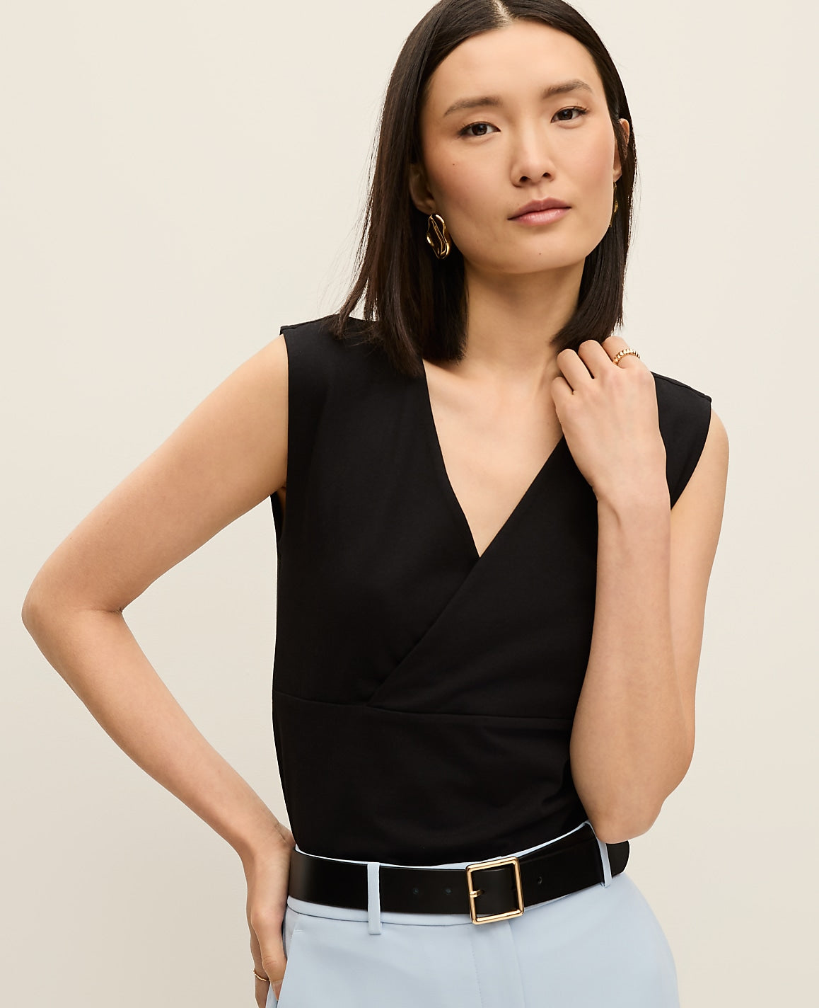 Crossover V-Neck Shell | Ann Taylor