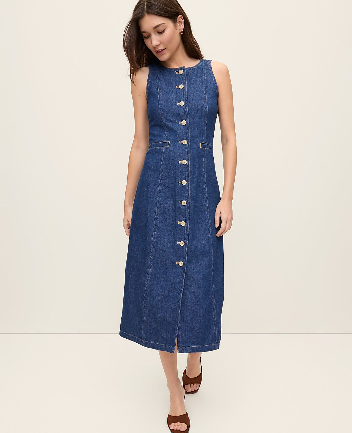 Denim Flare Midi Dress | Ann Taylor