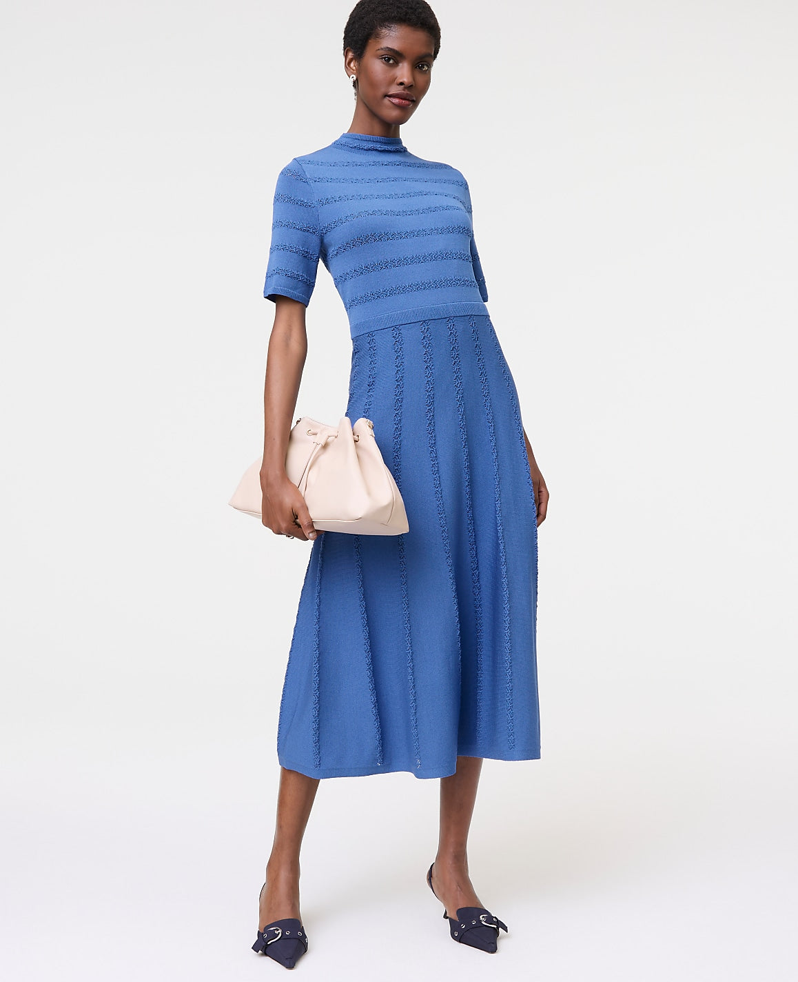 Pointelle Mock Neck Sweater Dress | Ann Taylor