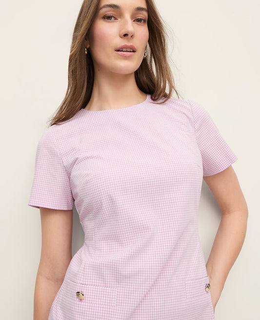Gingham Button Pocket Shift Dress | Ann Taylor