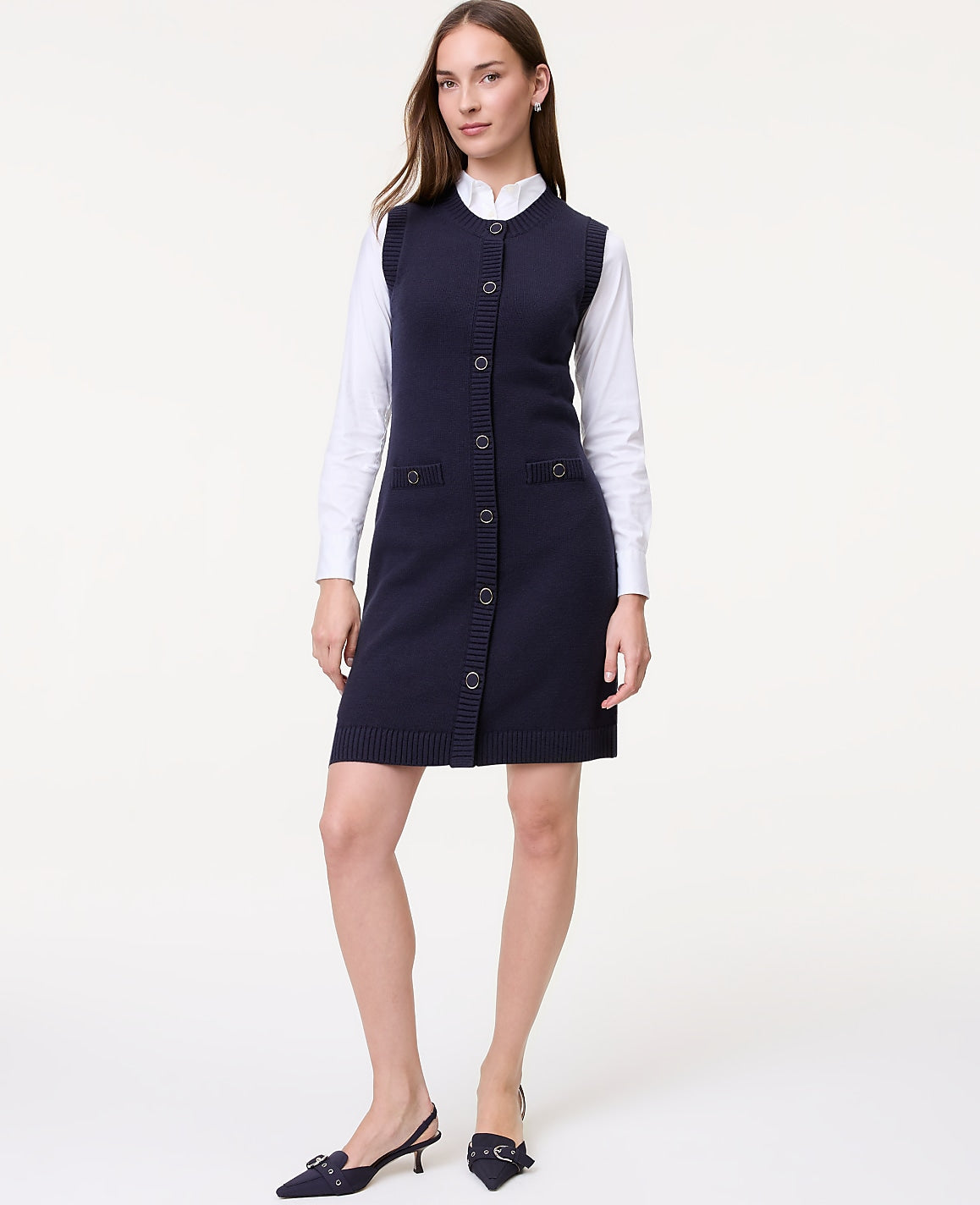 Button Sweater Dress | Ann Taylor