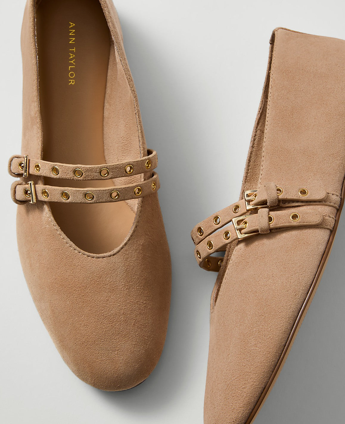 Weekend Studded Suede Mary Jane Flat | Ann Taylor