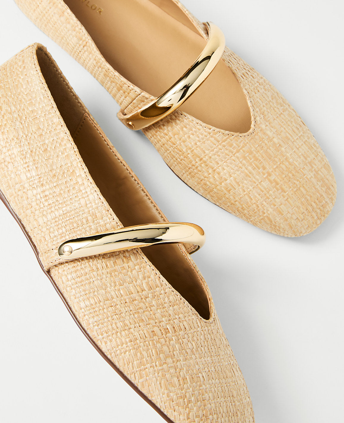 Straw Hardware Embellished Mary Jane Flat | Ann Taylor