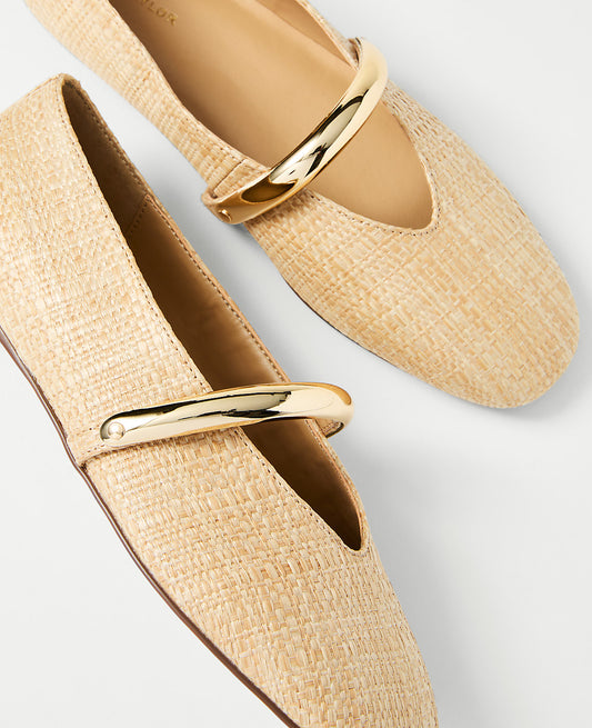 Straw Hardware Embellished Mary Jane Flat | Ann Taylor