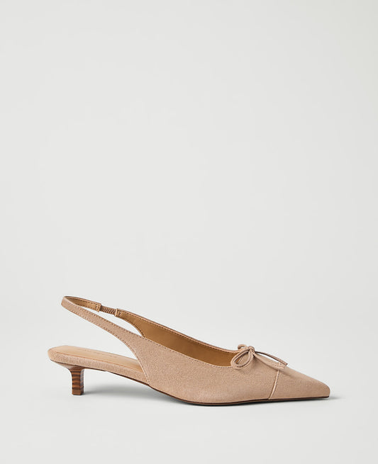Suede Bow Kitten Heel Pump | Ann Taylor