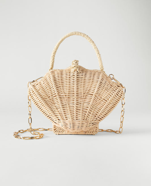 Weekend Rattan Shell Crossbody | Vinci Leather