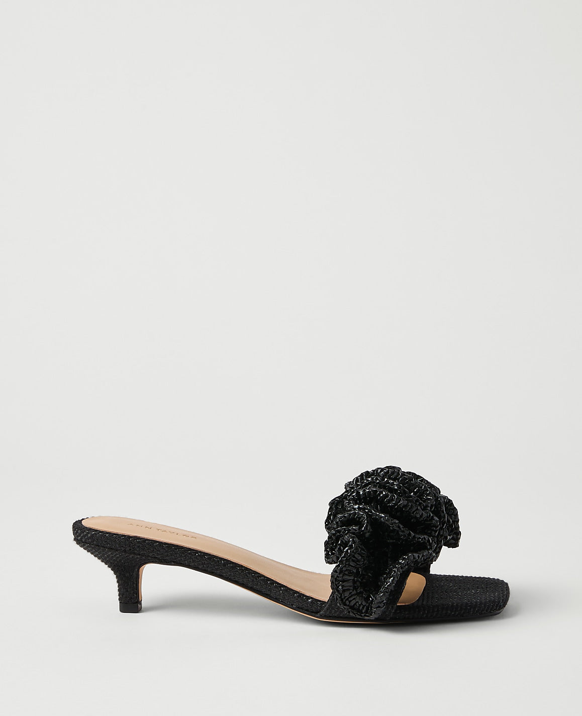 Gathered Straw Kitten Heel Sandal | Vinci Leather