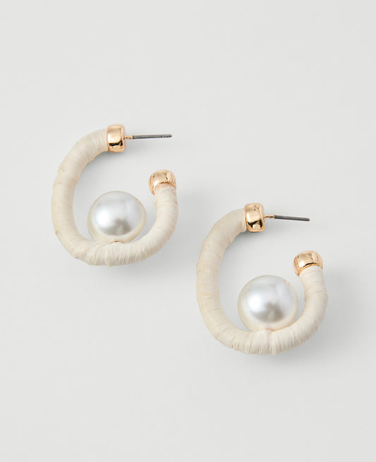 Threaded Pearl Hoop Earrings | Vinci Leather
