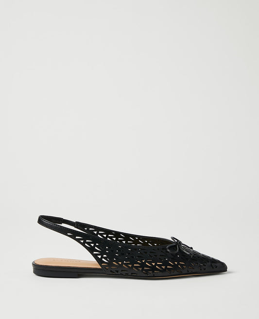 Perforated Leather Bow Slingback Flat | Vinci Leather
