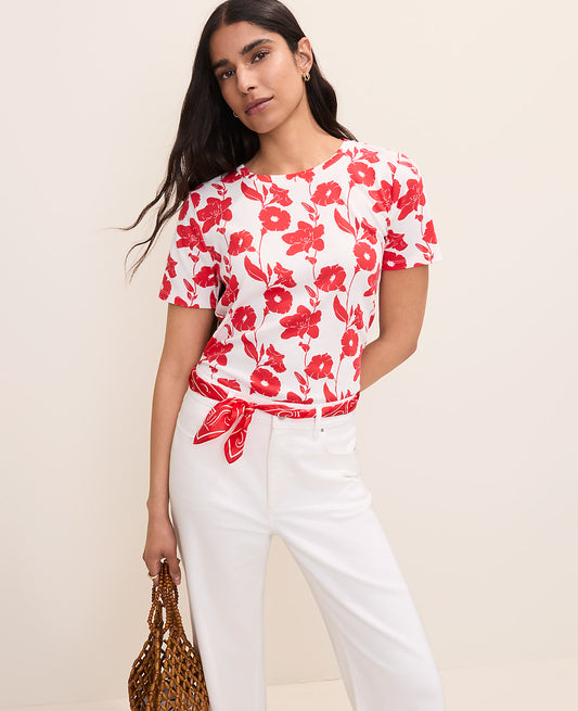 Floral Crew Neck Tee | Vinci Leather