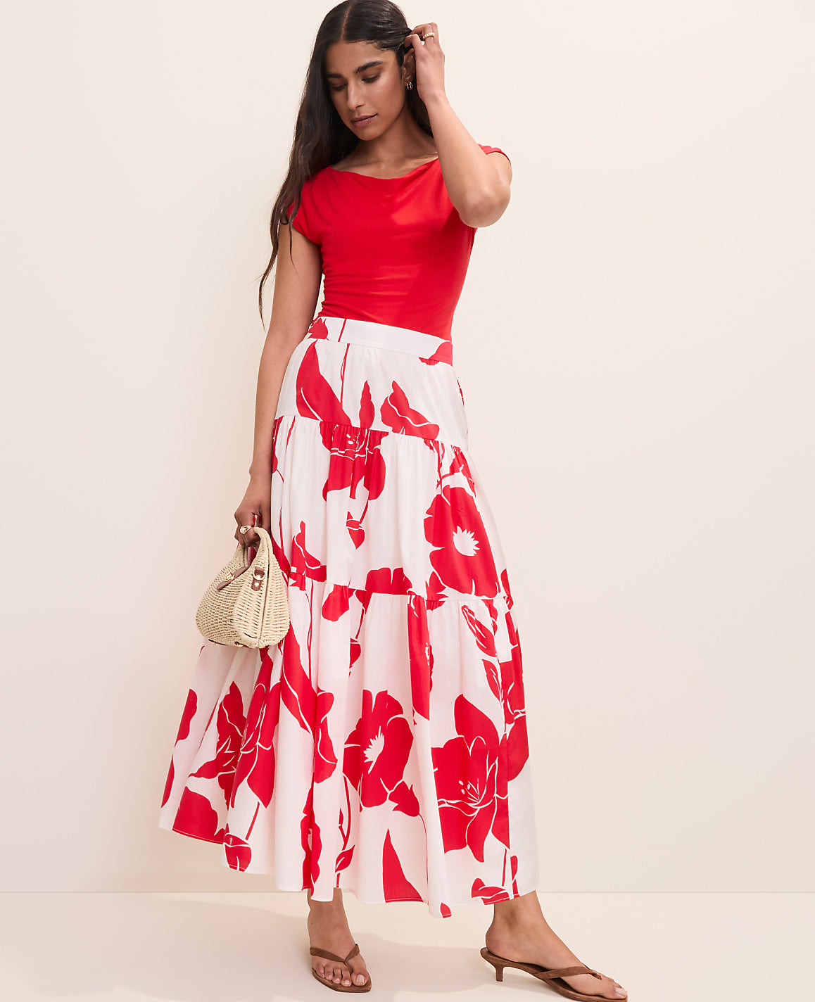 Floral Tiered Full Skirt | Vinci Leather