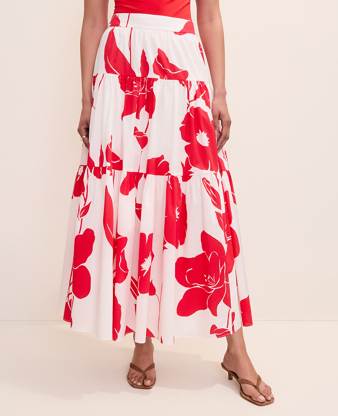 Floral Tiered Full Skirt | Vinci Leather