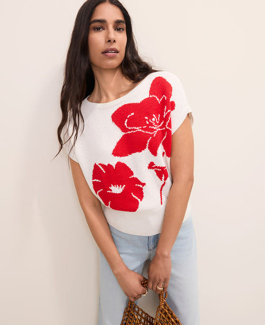 Floral Jacquard Sweater Shell | Vinci Leather